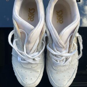 ASICS White leather Sneakers with gold polka dots